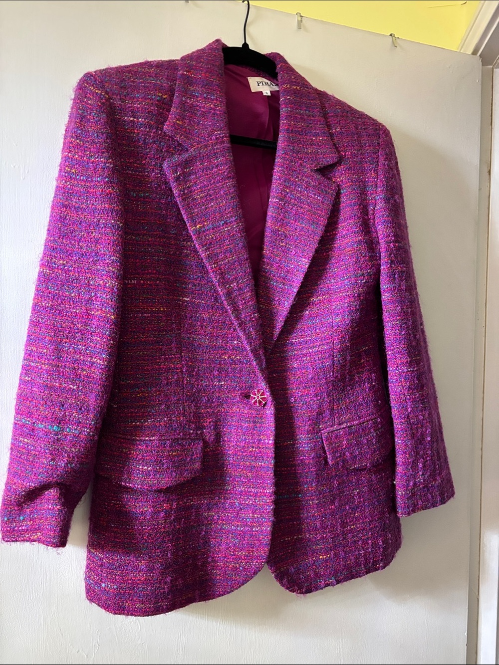 Piazza Sempione Raspberry Tweed Single-Button Blazer